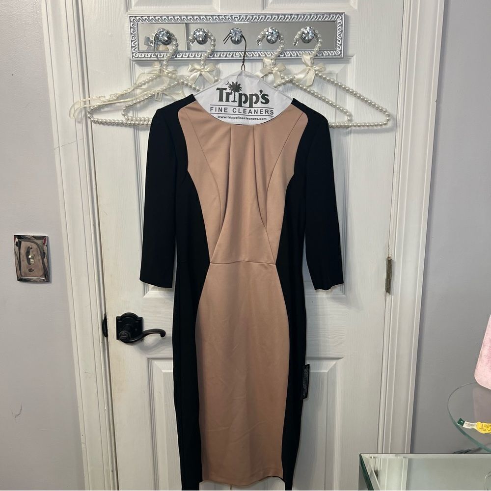 Autograph Collection Black & Nude fitted dress
